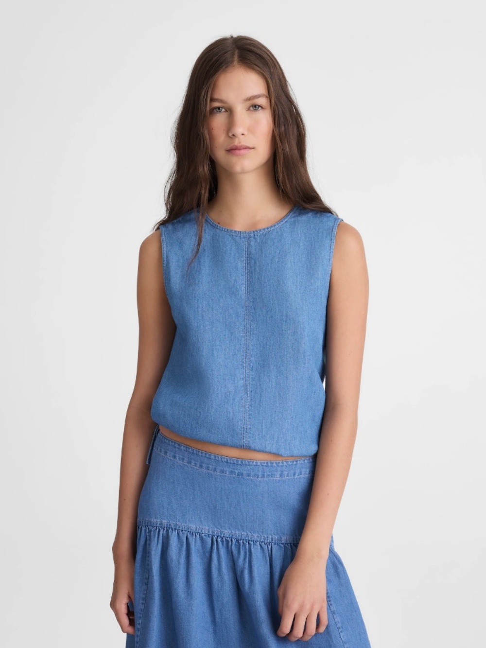 Madewell Cinched Shell Top in Cotton-Linen Denim